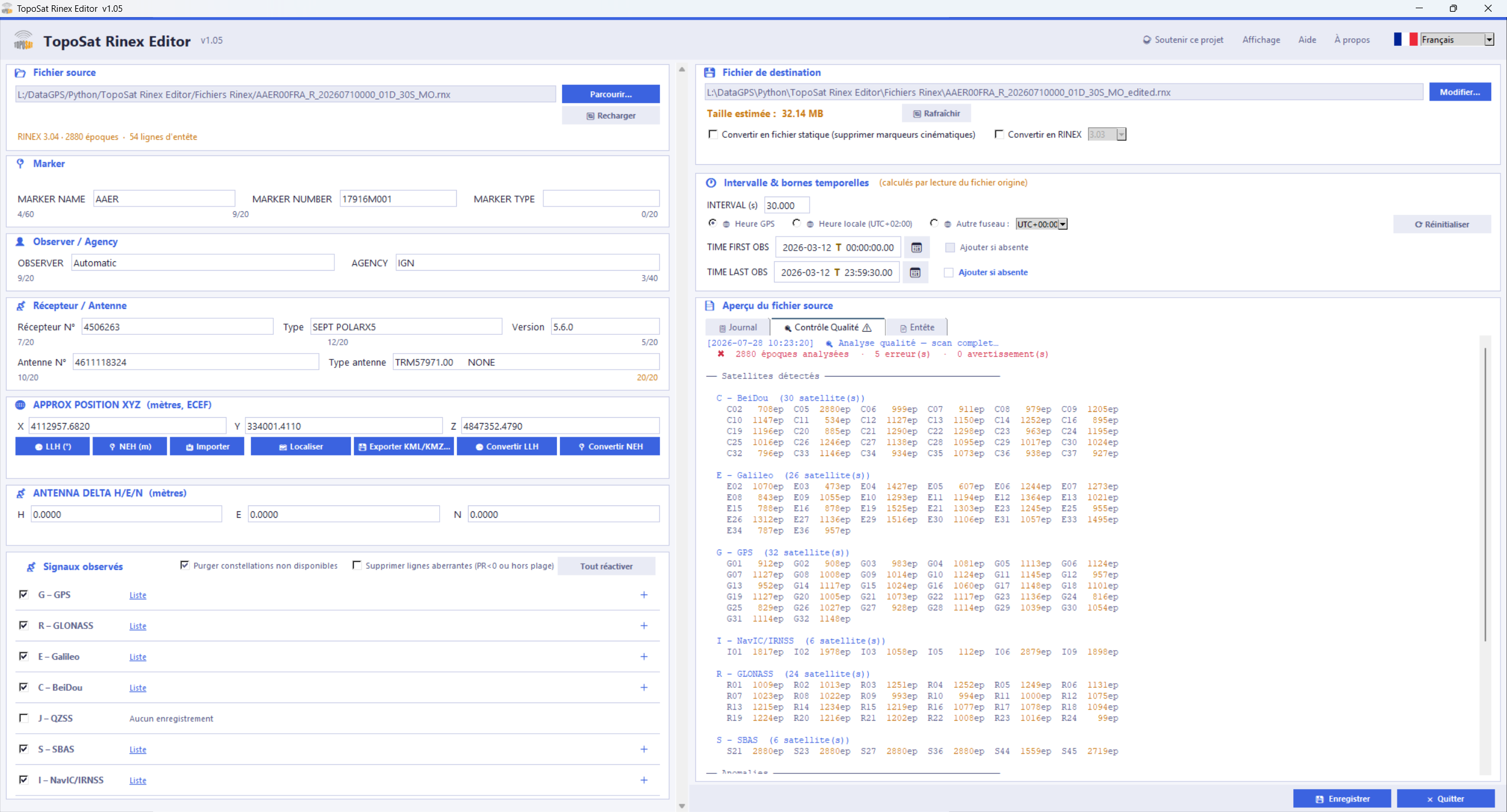 TopoSat Rinex Editor